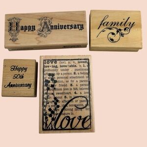 Lot of 4 Wood Mounted Stamps